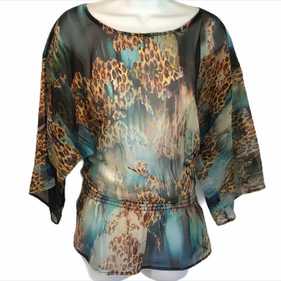 Chico’s sheer Animal print top - Picture 1 of 8